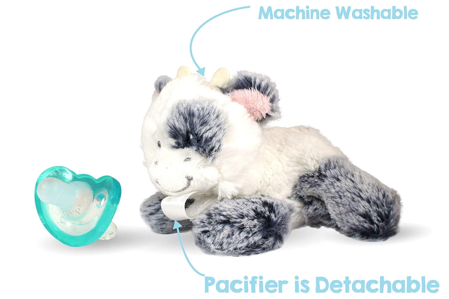 RaZbaby JollyPop Pacifier, Holder w/ Detachable Baby Pacifier, Stuffed Animal RaZbuddy, All Ages 0M+, 100% Medical Grade USA Made Silicone Pacifier, Machine Washable, Textured & Easy to Hold – Dragon - Image 3